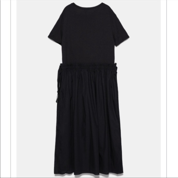 NWT ZARA Black Ruched Waist Side Slits Combination Maxi Dress - Picture 9 of 10